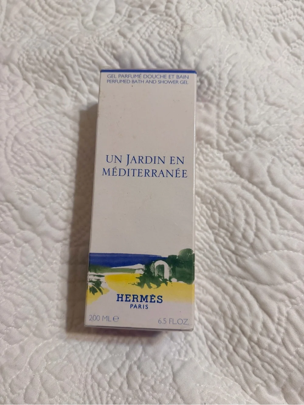 NWT Hermes Un Jardin en Méditerranée Bath & Shower Gel White, Blue, Green, Yello
